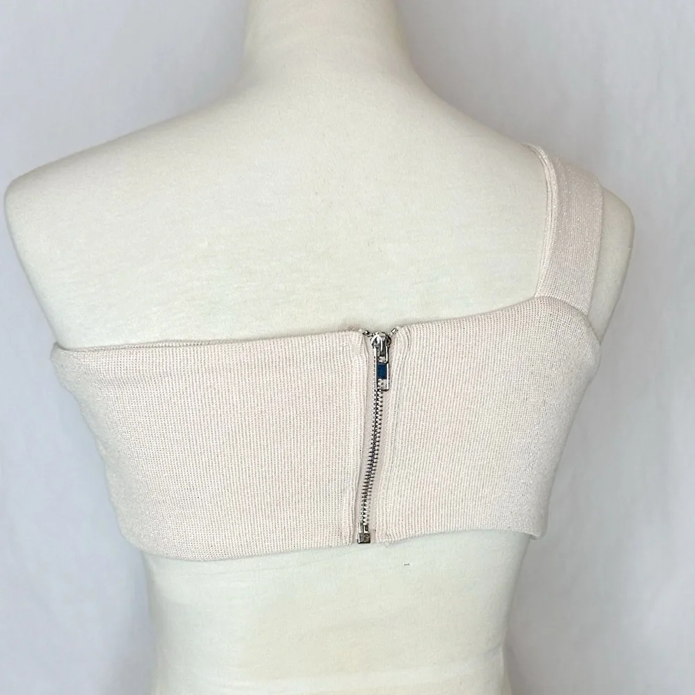 Princess Polly Simi Top Pink Shimmer Glittery Bow Cropped Coquette Size 6 - Picture 9 of 13